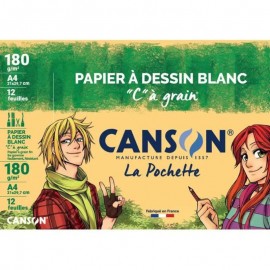 POCHETTE DE 10 PAPIER DESSIN BLANC CANSON 180GR