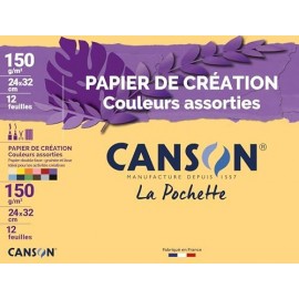 POCHETTE DE 10 PAPIER DESSIN COULEUR CANSON 150GR