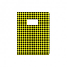 PROTEGE CAHIER AVEC CARREAUX VICHY 17*22 PM - JAUNE