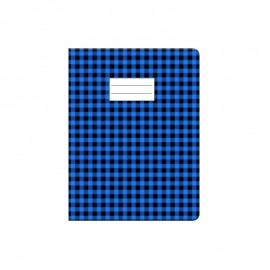 PROTEGE CAHIER AVEC CARREAUX VICHY 17*22 PM - BLEU