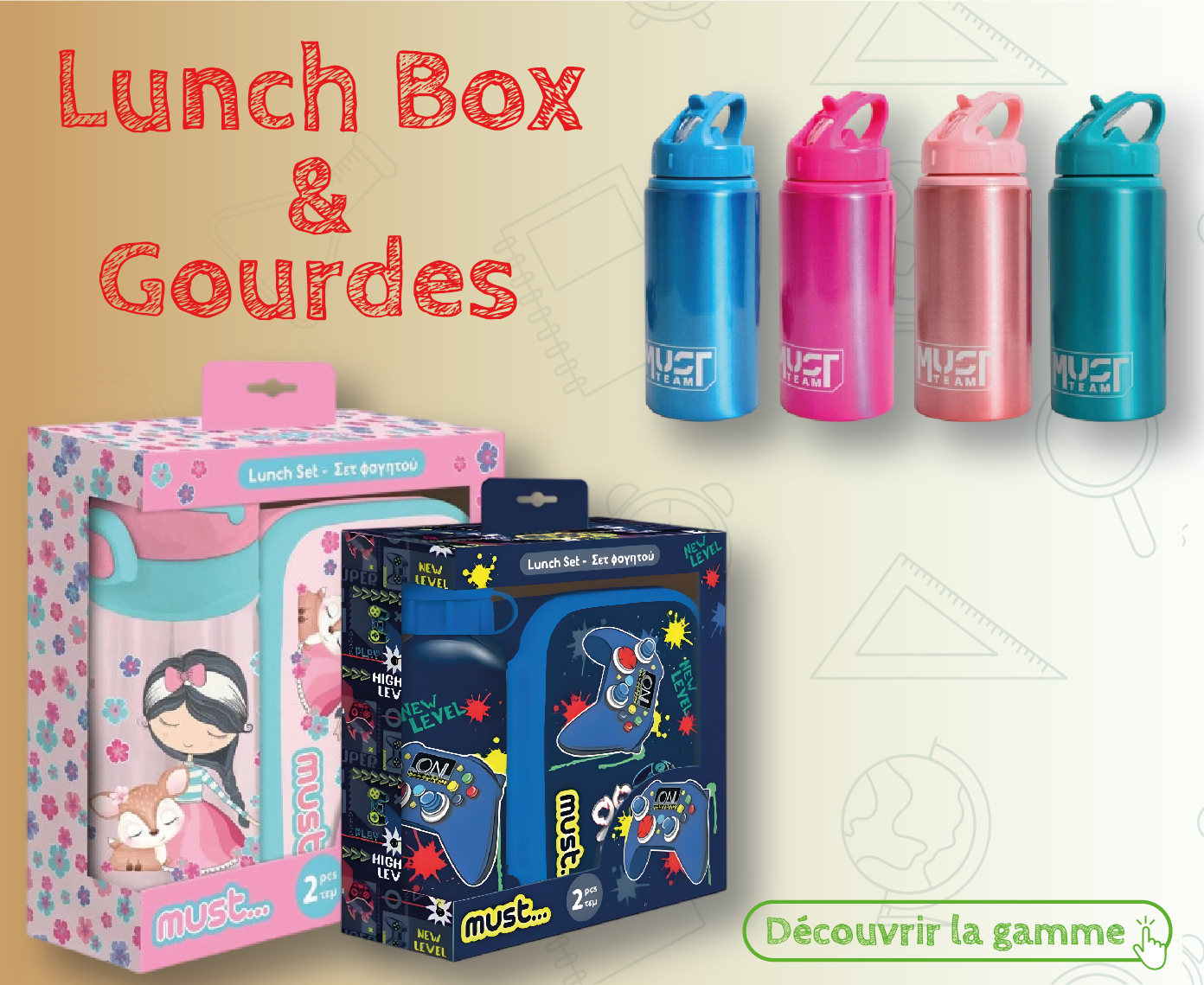 Gourdes et lunch boxes